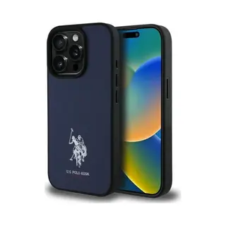 U.S. Polo Us Polo USHCP15XPGEV IPhone 15 Pro Max 6.7 Navy Leather Embroidered Dh Color (Apple IPhone 15 Pro Max), Smartphone Hülle, Blau