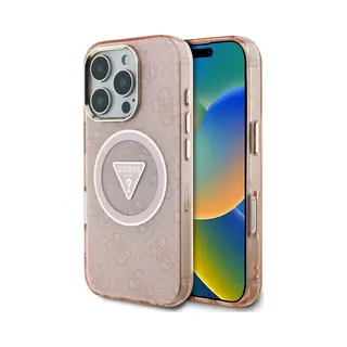 Guess 4G Circle Case Voor Iphone 16 Pro Max Voor Magsafe Met Metallic