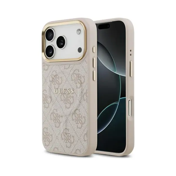 Cg Mobile Guess 4G Pu Classic Logo Compatible With MagSafe Case For IPhone 17 Pro (Pink) thumbnail