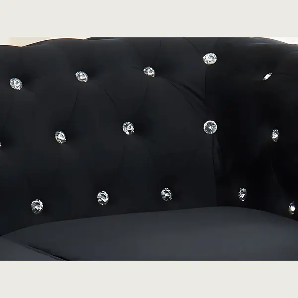 Vente-unique Couchgarnitur +1 - Samt - Schwarz Mit Knöpfen In Kristalloptik - Chesterfield thumbnail