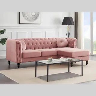 Vente-unique Ecksofa - Ecke Wechselbar - Samt - Altrosa - Turner