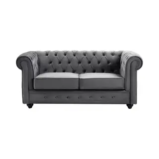 Vente-unique Sofa 2-Sitzer - Samt - Anthrazit - Chesterfield