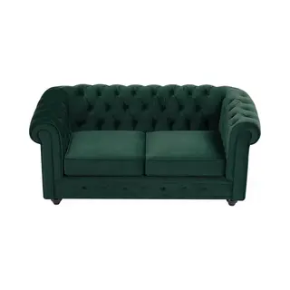 Vente-unique Sofa 2-Sitzer - Samt - Grün - Chesterfield