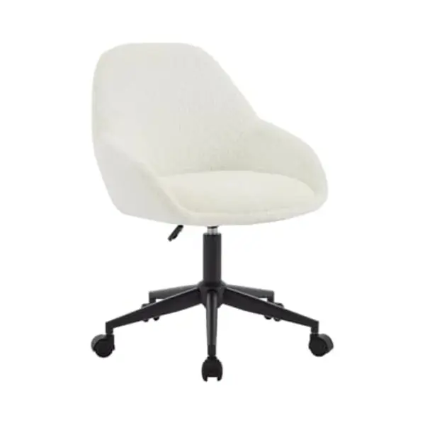 Vente-unique Bürostuhl Höhenverstellbar - Bouclé-Stoff - Elfenbeinweiß - Naody thumbnail