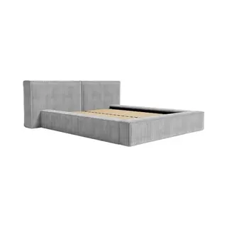 Vente-unique Bett Mit Bettkasten - 160 X 200 Cm - Grob Gerippter Cord - Hellgrau - Timano Von Pascal Morabito