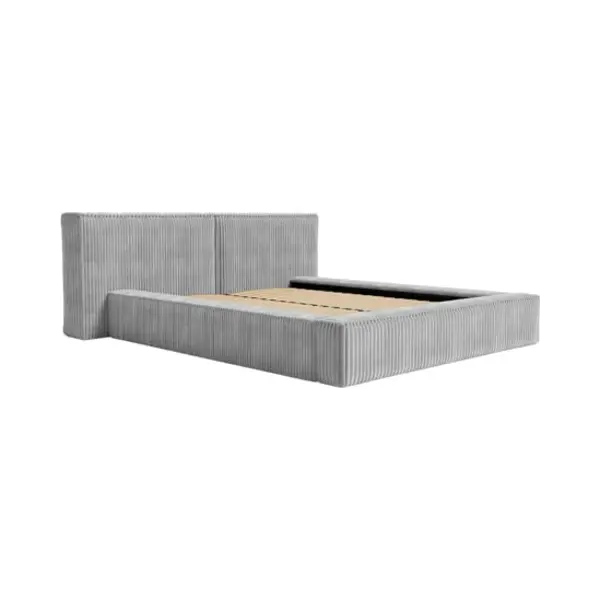 Vente-unique Bett Mit Bettkasten - 160 X 200 Cm - Grob Gerippter Cord - Hellgrau - Timano Von Pascal Morabito thumbnail