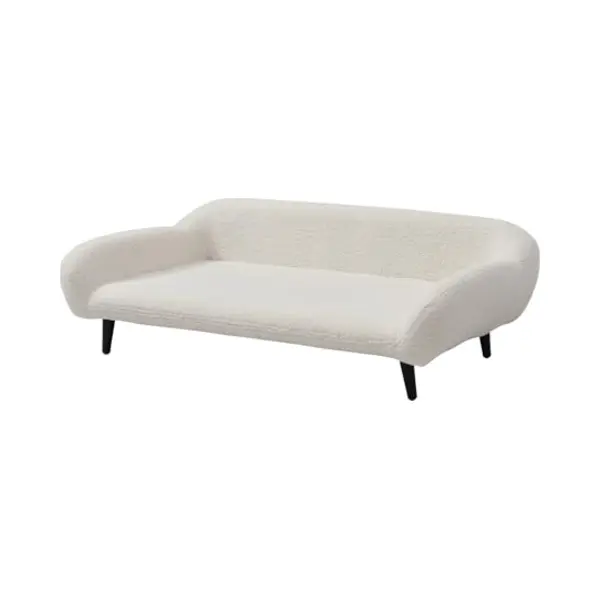 Vente-unique Tiersofa - 99 X 61 Cm - Bouclé-Stoff & Metallgestell - Cremeweiß - Zolia thumbnail