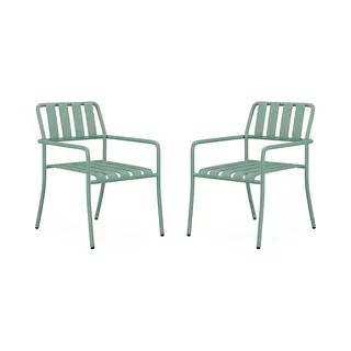 Vente-unique Gartensessel Stapelbar 2er-Set - Metall - Mandelgrün - Birmos Von Mylia