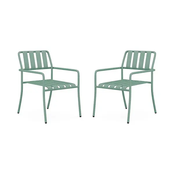 Vente-unique Gartensessel Stapelbar 2er-Set - Metall - Mandelgrün - Birmos Von Mylia thumbnail