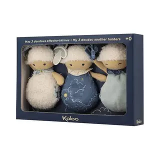 Kaloo Doux Sommeil - 3 Schaapjes Doudou Knuffeldoekjes - Drie Schapen Fopspeenhouders Met Elk Hun Eigen Bijzonderheid En Kleur, Zodat Baby Het Als