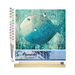 Figured'Art Malen Nach Zahlen Erwachsene Mit Rahmen Künstlerische Fische - Paint By Numbers Basteln Diy Bastelset 40x50cm Mit Keilrahmen (nicht