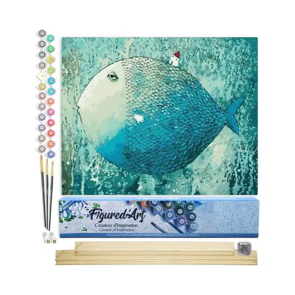 Figured'Art Malen Nach Zahlen Erwachsene Mit Rahmen Künstlerische Fische - Paint By Numbers Basteln Diy Bastelset 40x50cm Mit Keilrahmen (nicht thumbnail