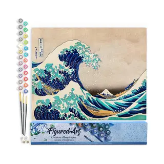 Figured'Art Malen Nach Zahlen Erwachsene Die Große Welle Von Kanagawa Von Katsushika Hokusai - Paint By Numbers Basteln Diy Bastelset 40x50cm Ohne