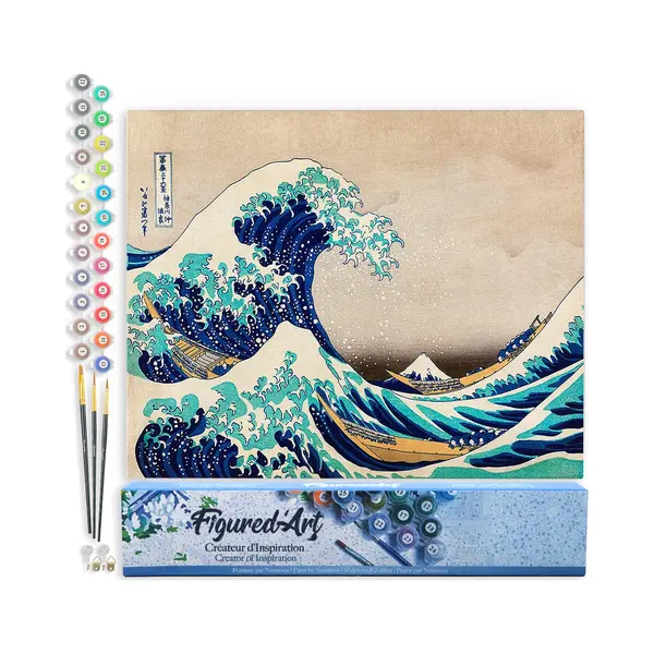 Figured'Art Malen Nach Zahlen Erwachsene Die Große Welle Von Kanagawa Von Katsushika Hokusai - Paint By Numbers Basteln Diy Bastelset 40x50cm Ohne thumbnail