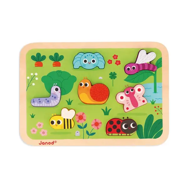 Janod - “The Garden” Chunky Puzzle - Fsc Wood - 7 Pieces - Develops Fine Motor Skills, Concentration And Imagination - 18 Months +, J07120 thumbnail