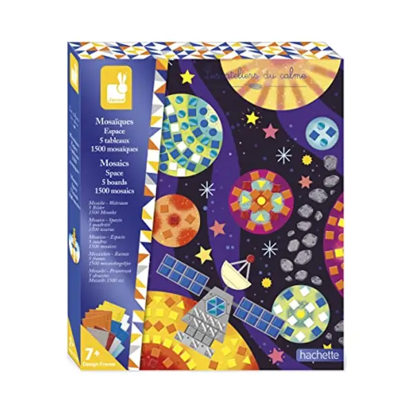 Janod - Space-Themed Foam Mosaics Set - Les Ateliers Du Calme - Children’s Arts & Crafts Kit - Mastering Fine Motor Skills & Concentration - 7 Years thumbnail