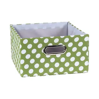 Onlinedecoratiekopen.be Opbergmand In Groen Stof En Witte Stippen - 30x27x15cm
