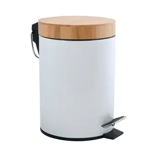 Abfalleimer Aza 3l Weiß Mit Bambusdeckel - Msv