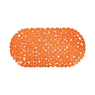 Msv Douche/bad Anti-slip Mat - Badkamer - Pvc - Oranje - 35 X 68 Cm - Zuignappen - Steentjes Motief