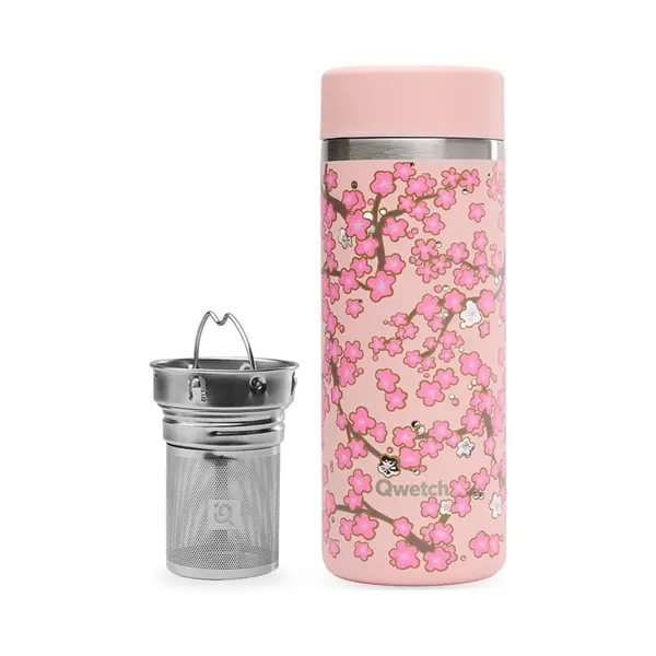 Qwetch Thermoskanne Für Unterwegs, 400 Ml – Pastellrosa – Infuser Mit 2 Filtern – 12 Stunden Heiß / 24 Stunden Kalt – Wasserdicht, thumbnail