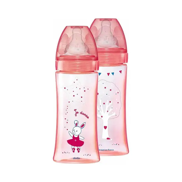 Dodie Anti-Kolik-Flaschen, Rund, 330 Ml + 6 Monate, 3 Geschwindigkeitsstufen, 3 Geschwindigkeiten, Rosa Und Grün, 2 Stück thumbnail