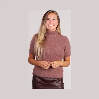 Grace & Mila Saule Gebreide Trui Korte Mouwen Terracotta