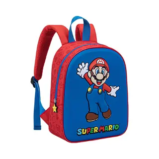 Super Mario Rugzak Jongens – Kinder Rugtas Nintendo – 3D Schooltas 30 Cm – Rood/Blauw