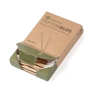 Beewise Bamboe Wattenstaafjes | Plasticvrije Q-tips | Sustainable Swab Sticks | User-Friendly Box Design | Ear Buds | Bamboo Cotton Buds | 4 X Packs
