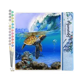 Figured'Art Malen Nach Zahlen Erwachsene Wasserschildkröte - Paint By Numbers Basteln Diy Bastelset 40x50cm Ohne Holzrahmen