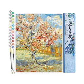 Figured'Art Malen Nach Zahlen Erwachsene Van Gogh - Pfirsichbaum - Paint By Numbers Basteln Diy Bastelset 40x50cm Ohne Holzrahmen