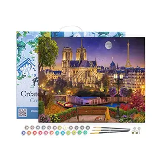 Figured'Art Malen Nach Zahlen Erwachsene Mit Rahmen Notre Dame Unter Den Sternen - Paint By Numbers Basteln Diy Bastelset 40x50cm Leinwand Gespannt