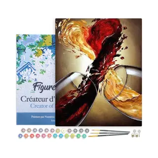 Figured'Art Malen Nach Zahlen Erwachsene Mit Rahmen Rot- Und Weißwein - Paint By Numbers Basteln Diy Bastelset 40x50cm Leinwand Gespannt Auf