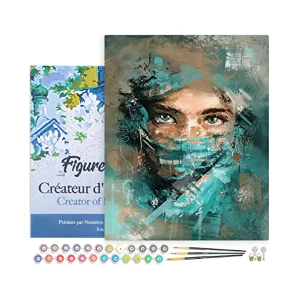 Figured'Art Malen Nach Zahlen Erwachsene Mit Rahmen Fesselnder Blick - Paint By Numbers Basteln Diy Bastelset 40x50cm Leinwand Gespannt Auf Holzrahmen thumbnail