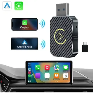 Vyzio - Draadloze CarPlay Dongle - Apple CarPlay Android Auto - 2-in-1 CarPlay Adapter - Draadloze Verbindingsadapter - Auto Connectiviteit - Acrsync