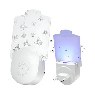 Home & Marker - Elektrische Insectenval Met Uv-Licht - Stille Vliegenvanger - Dubbele Functie Nachtlampje - Inclusief 3 Kleefplaten - Trapko