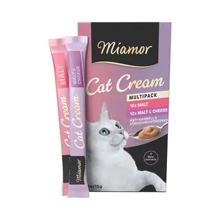 Miamor Cat Snack Malt-Cream & Malt-Cheese Mixed Pack - 48 X 15g (Verpakking van 48)