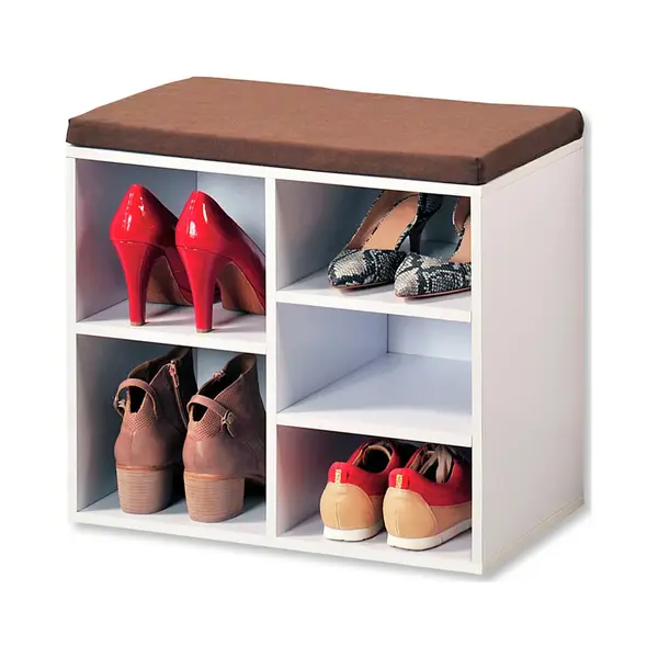 Kesper Schuhschrank Mit Sitzkissen 51, 5 X 48 X 29, 5 Cm Weiß/braun thumbnail