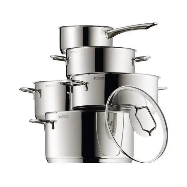 Wmf Astoria 780556040 Pannenset, 5-delig, Hoge Pan Met Deksel (16/20/24), Lage Pan Met Deksel (20 Cm), Pan (16 Cm) thumbnail