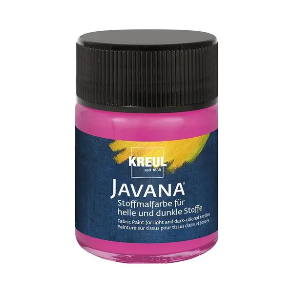 Kreul 91969 - Javana Stoffmalfarbe Für Helle Und Dunkle Stoffe, 50 Ml Glas Magenta, Brillante Farbe Auf Wasserbasis, Pastoser Charakter, Zum Stempeln thumbnail