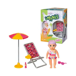 Baby Born Minis 906132 Summertime Speelset Met Lara - 7 Cm Grote Pop Met Exclusieve Accessoires En Beweegbaar Lichaam Voor Realistisch Spel - Kinderen