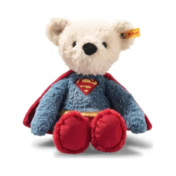 Steiff Teddy Bear Superman 29 Cm Colourful, Cuddly Toy Superhero, Ideal For Children And Fans, Plush Bear In Superman Look, Made Of Cuddly Soft Plush, thumbnail