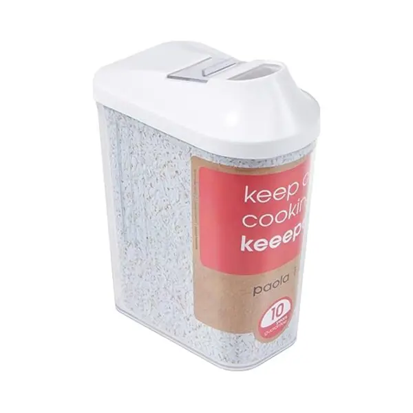 Keeeper Pouring Jar, Infinitely Adjustable Dispensing Lid, 1 Litre, 11x6.5x19 Cm, Paola, White thumbnail