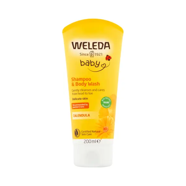 Weleda Bio Calendula Baby Waschlotion & Shampoo - Veganes Naturkosmetik Duschgel Zur Hautpflege / Haarpflege Bei Neugeborenen. Babypflege Dusche Für thumbnail