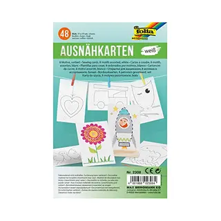 Folia Borduurkaarten - 48 Witte Kaarten Met 8 Motieven Om Te Borduren
