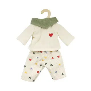 Heless 2516 Poppenkleding "Heart Confetti", 3-delig Met Touwbroek, T-shirt En Halsdoek, Voor Poppen En Knuffeldieren Van 35 Tot 45 Cm