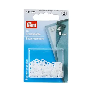 Prym PRYM_347125-1 Sew-On Snap Fasteners Plastic White Square 9 Mm