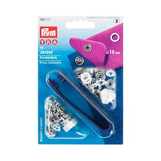 Prym Non-sew Press Fasteners Jersey Brass Pronged Ring White 10 Mm