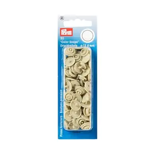 Prym 393123 Drukknop, Rond, Naadloos, Kleur 12, 4 Mm, Beige, Kunststof, 12, 4 Mm