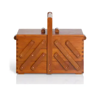 Prym Dark Wood Sewing Box Medium Brown 612549