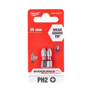 Milwaukee, Bits, Schokgolf PH2 X 25 Mm - 2 Stuks